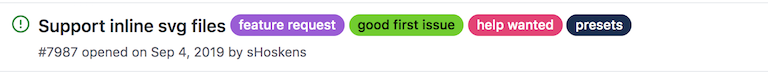 An example issue from the Storybook repository with issue tags such as good first issue.