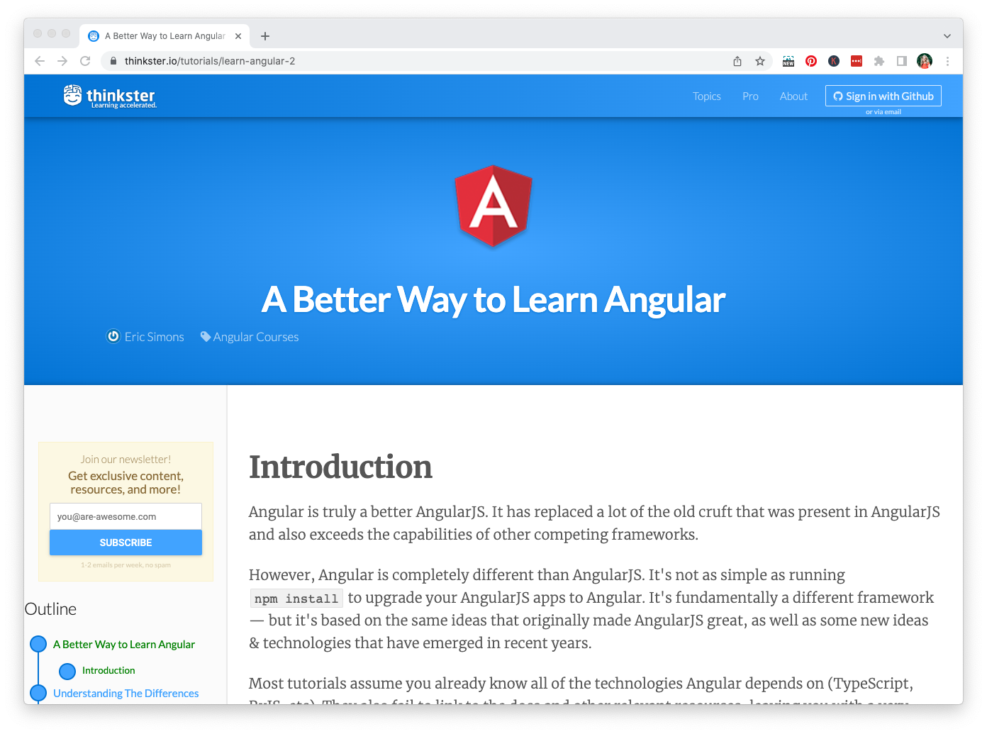 Thinkster's AngularJS course.